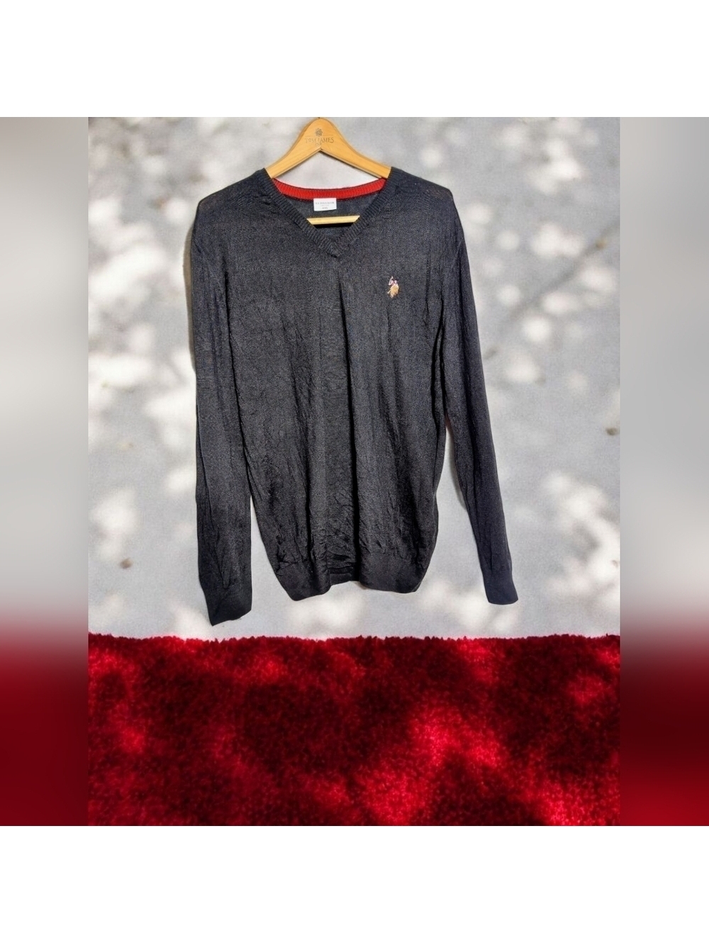 US Polo Assn. Wool Blend XXL Men's Black Sweater Lightweight